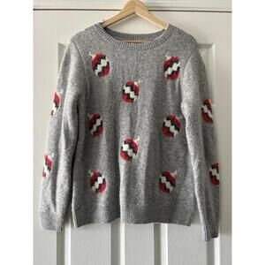 NWOT Cupcakes & Cashmere Holiday Ornament Sweater Gray Christmas Sz S